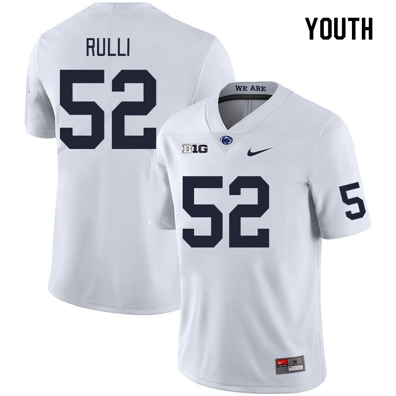 Youth #52 Dominic Rulli Penn State Nittany Lions College Football Jerseys Stitched Sale-White - Click Image to Close
